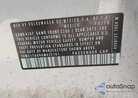 2016 Volkswagen Golf Tsi S 4-Door from USA, damaged, VIN 3VW217AU9GM025161